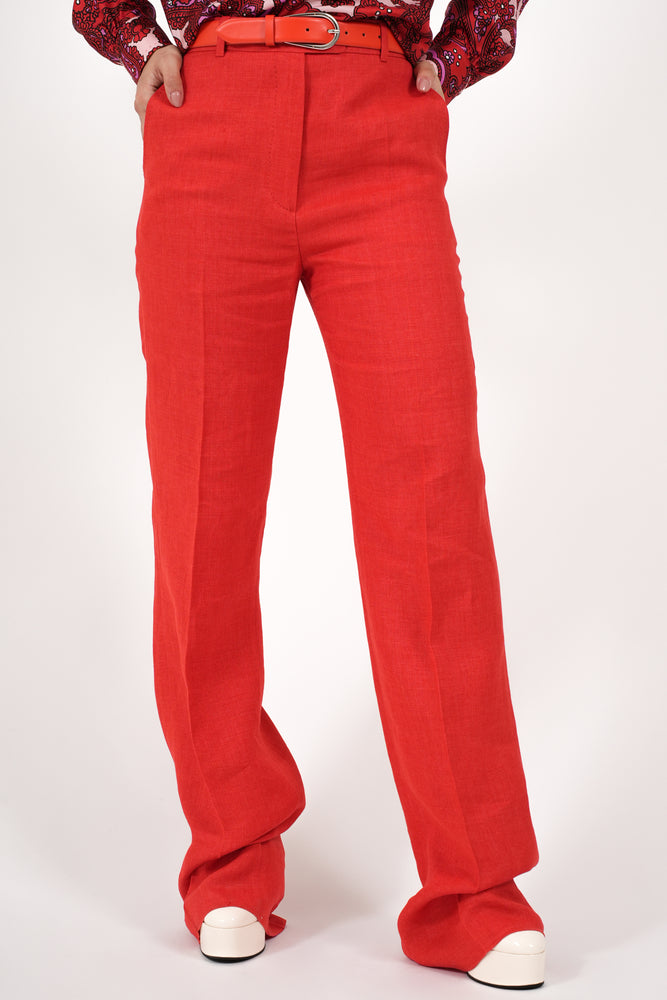 Pantaloni in lino rossi